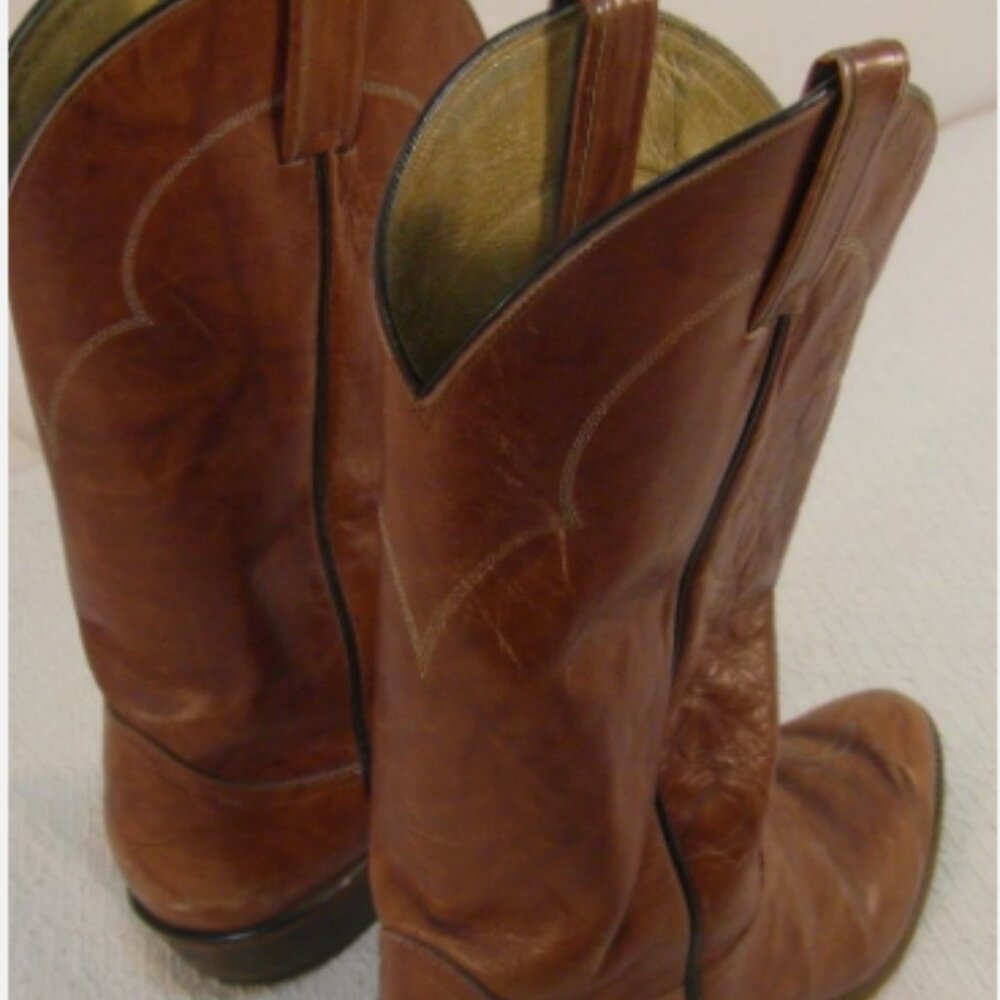 MENS TONY LAMA EL PASO AUTHENTIC LIGHT BROWN LEATHER sz10D COWBOY BOOTS NM 33024 - Picture 6 of 12